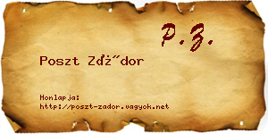 Poszt Zádor névjegykártya